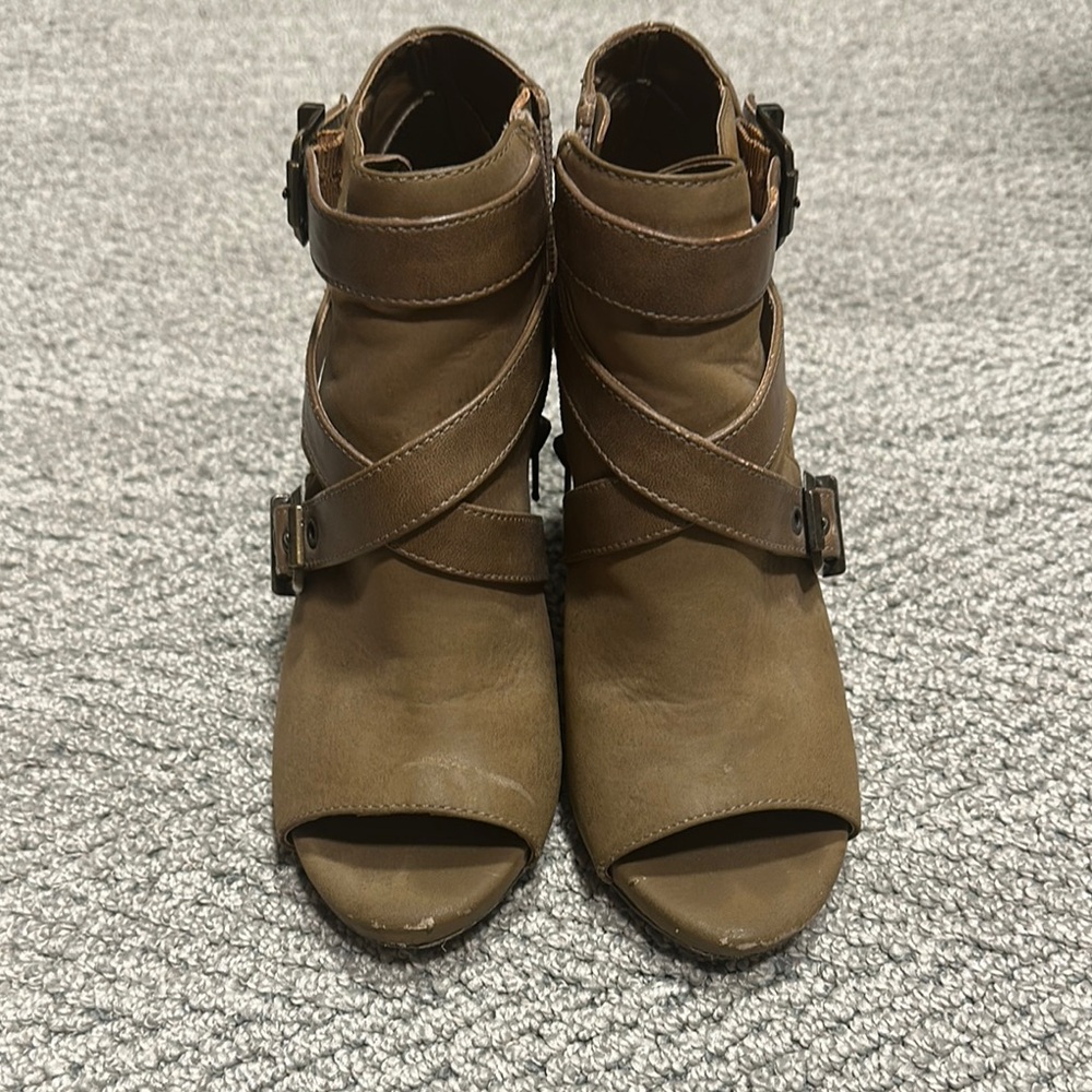 Strappy Brown Ankle Boots
